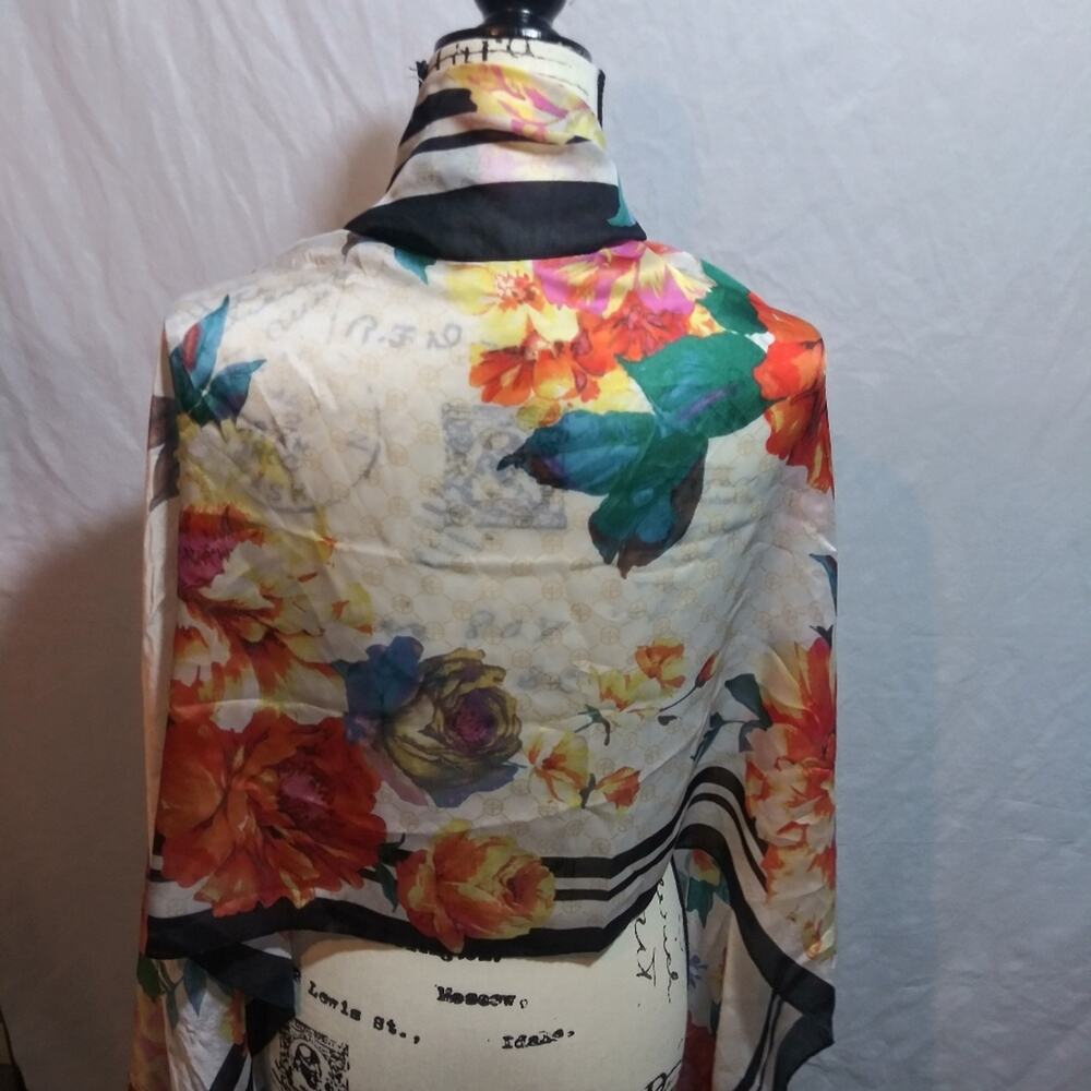 Giani Bernini GB Floral Logo Scarf Chic Slinky - Picture 7 of 11